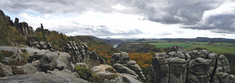 Blick von den Schrammsteinen in Richtung Schmilka
